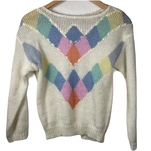 20 Ans Sweaters - Vintage 20 Ans by Mariea Kim Pastel Diamond Knit Sweater | Women’s
